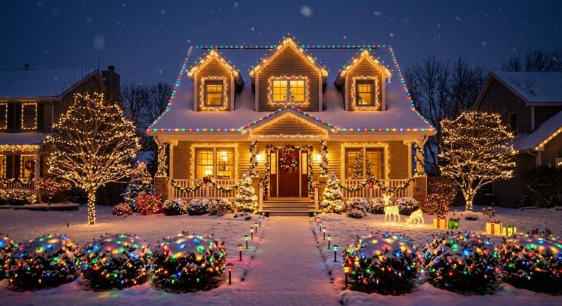 Christmas Lights Hanging in Overland Park, KS